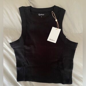 NWT Quince Organic Cotton Micro-Rib Cropped Cutaway Tank